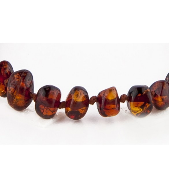 Amber Adult Bracelets Baroque Polished Dark Cognac Amber Adult Bracelets Baroque Polished Dark Cognac