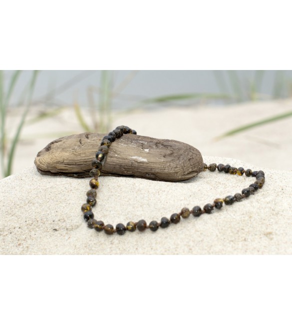 Amber baby necklace Baroque Polished Green