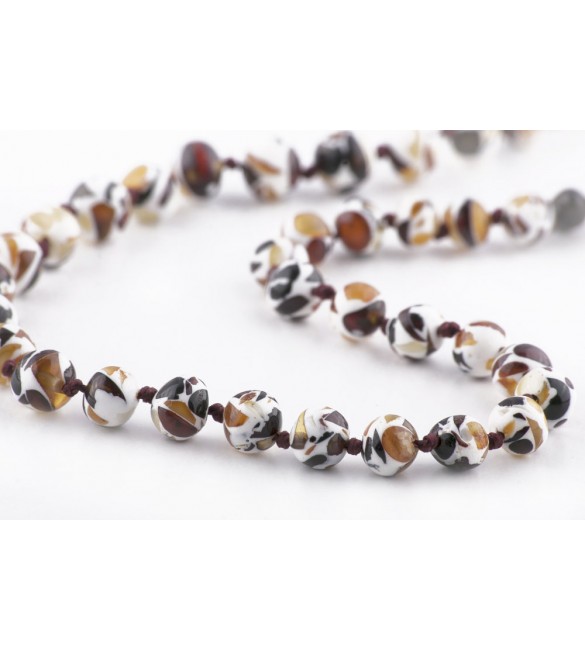 Amber baby necklace Baroque Polished Mosaic