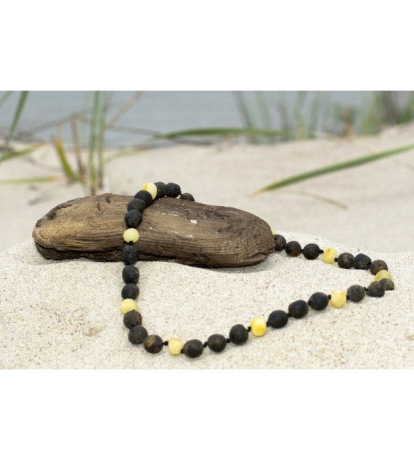 Amber baby necklace Baroque Raw 3 Cherry x 1 Milky