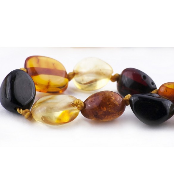 Amber Adult Bracelets Bean Polished Mix Amber Adult Bracelets Bean Polished Mix