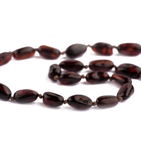 Amber Baby necklace Bean Polished Cherry