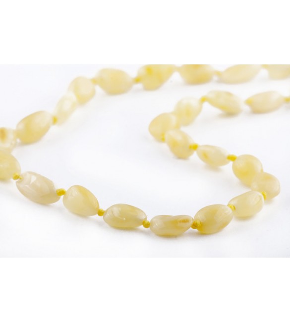 Amber Baby necklace Bean Polished Milky