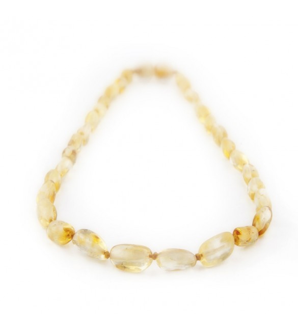 Amber Adult necklace Bean Polished Lemon Amber Adult necklace Bean Polished Lemon