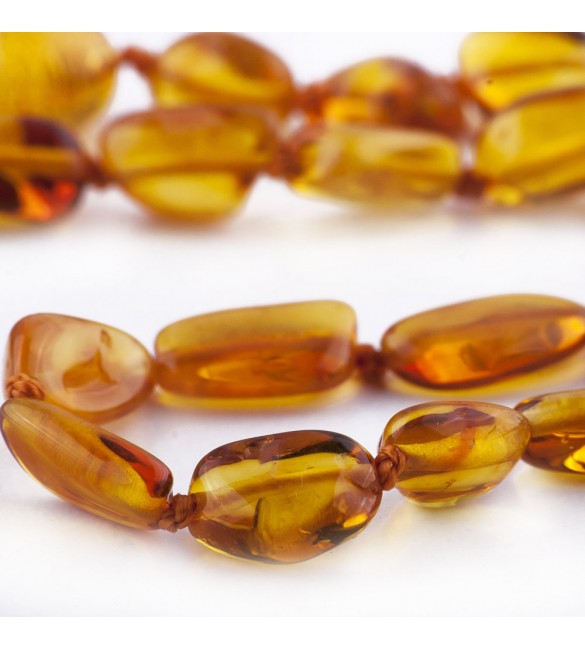 Amber Adult necklace Bean Polished Honey