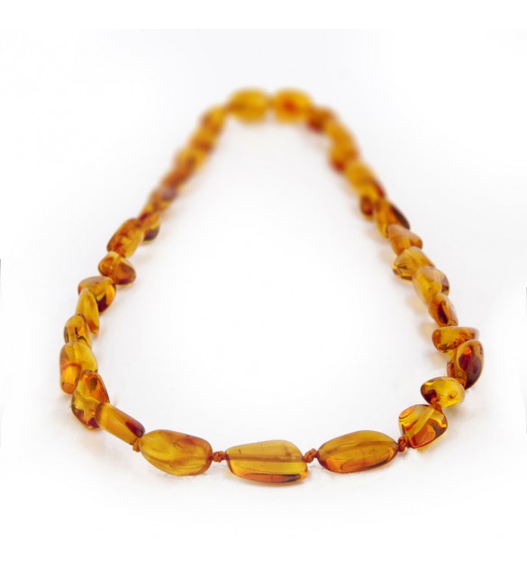 Amber Adult necklace Bean Polished Honey Amber Adult necklace Bean Polished Honey