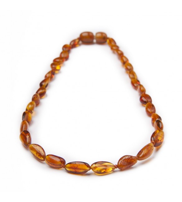 Amber Adult necklace Bean Polished Cognac Amber Adult necklace Bean Polished Cognac