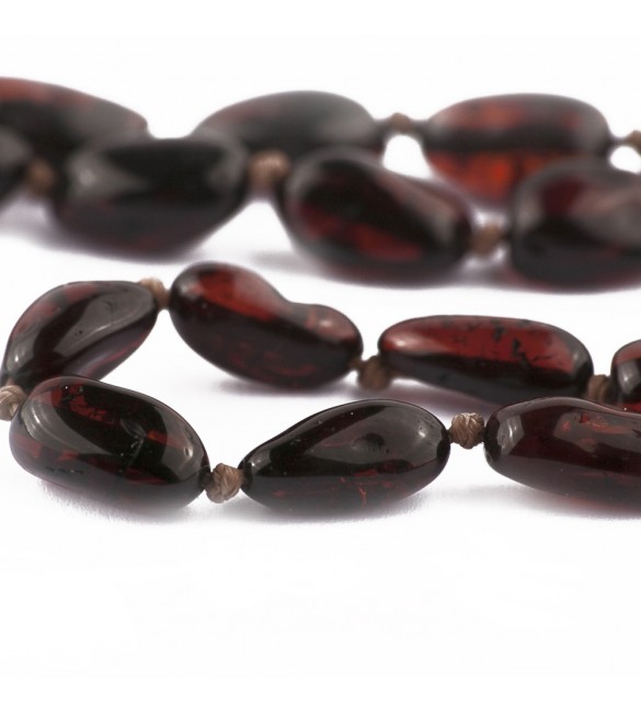 Amber Adult necklace Bean Polished Cherry