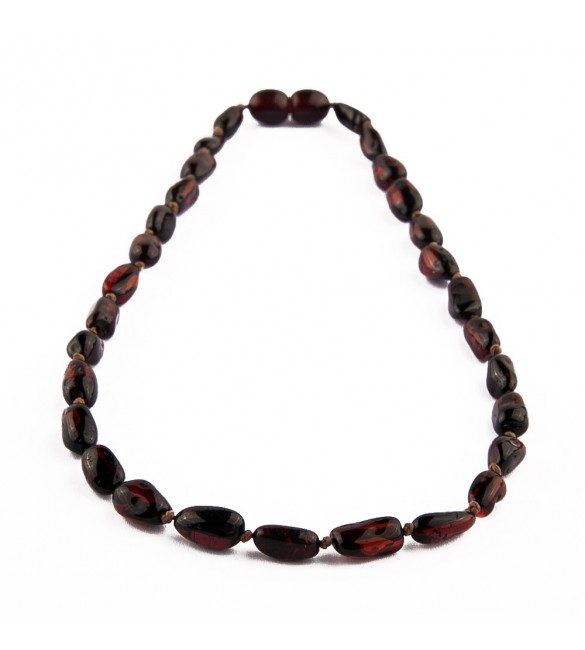 Amber Adult necklace Bean Polished Cherry