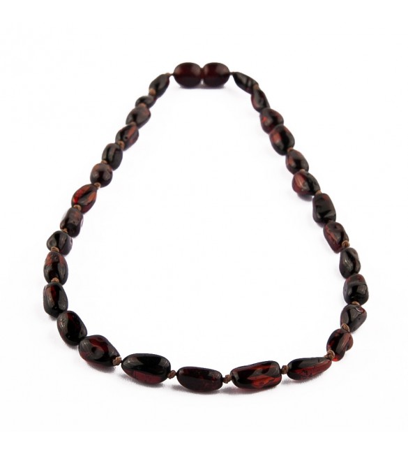 Amber Adult necklace Bean Polished Cherry Amber Adult necklace Bean Polished Cherry