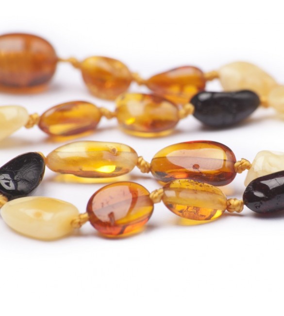 Amber Adult necklace Bean Polished Mix