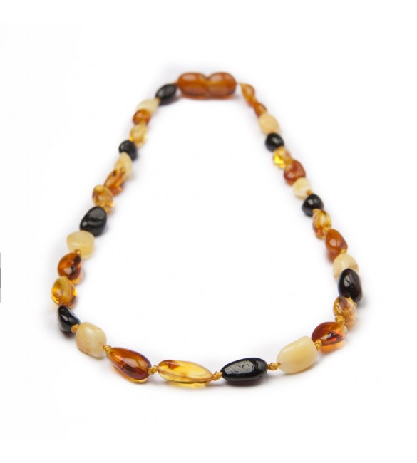 Amber Adult necklace Bean Polished Mix