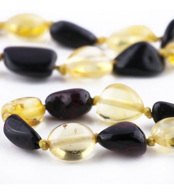 Amber Adult necklace Bean Polished Cherry-Lemon