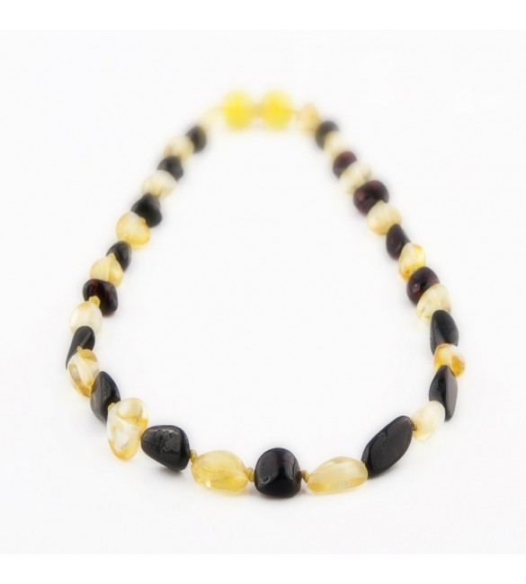 Amber Adult necklace Bean Polished Cherry-Lemon