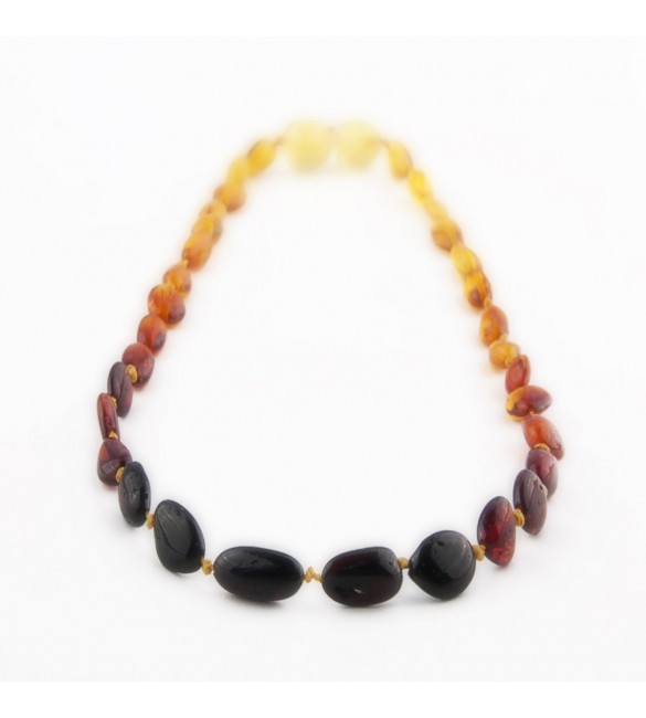 Amber Adult necklace Bean Polished Rainbow