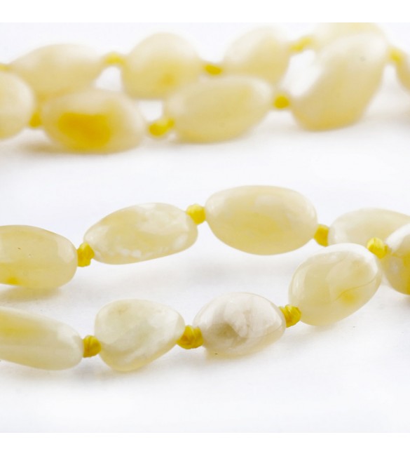 Amber Adult necklace Bean Polished Milky