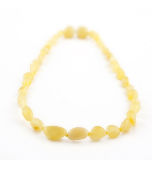 Amber Adult necklace Bean Polished Milky Amber Adult necklace Bean Polished Milky